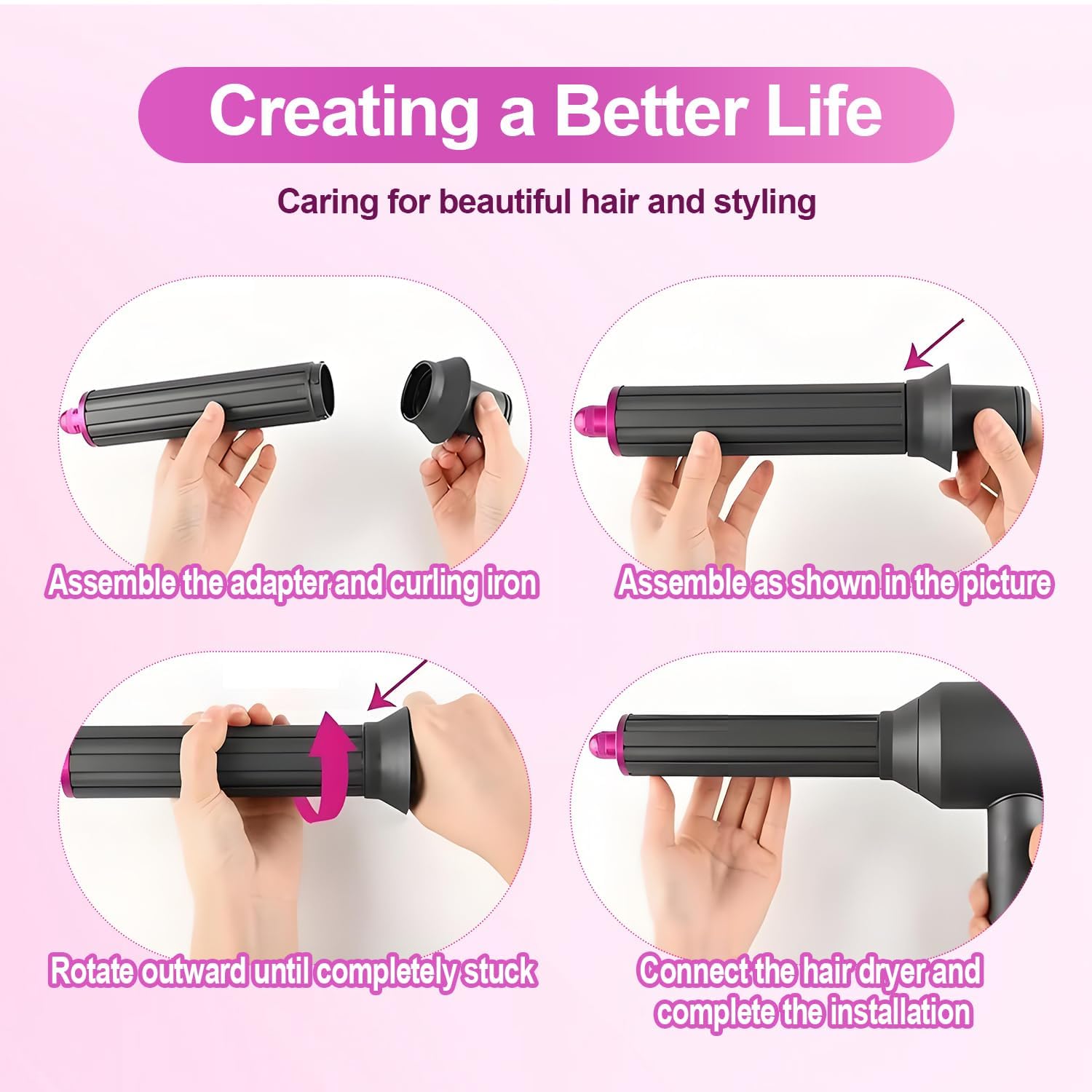 Chuancheng curling barrel attachment side profile for Dyson HS05
