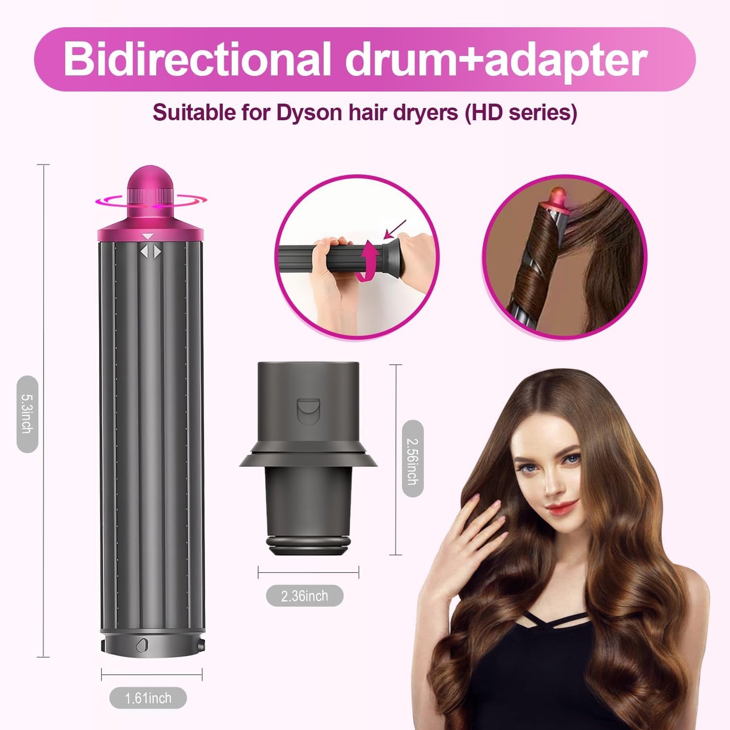 Dyson Airwrap compatible curling attachment showing the vented barrel design