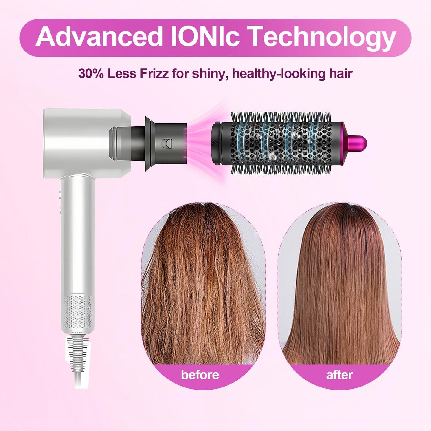 Close up of the 1.6 inch curling wand attachment for precise hair styling