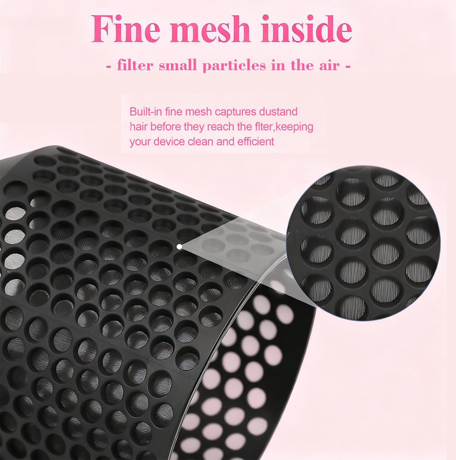 Close up of Airwrap filter mesh and cleaning brush bristles