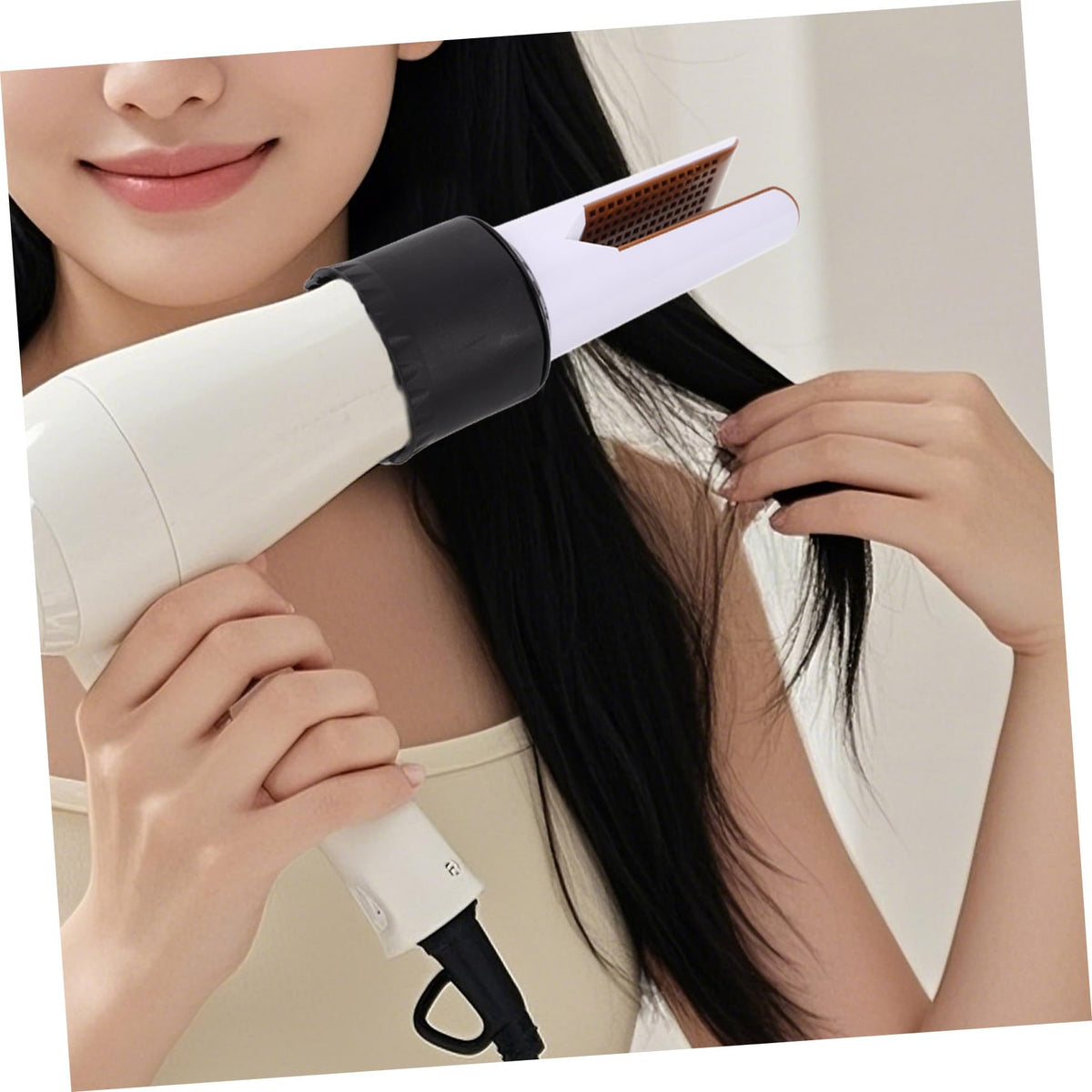 Side view of hair dryer concentrator nozzle for frizz reduction