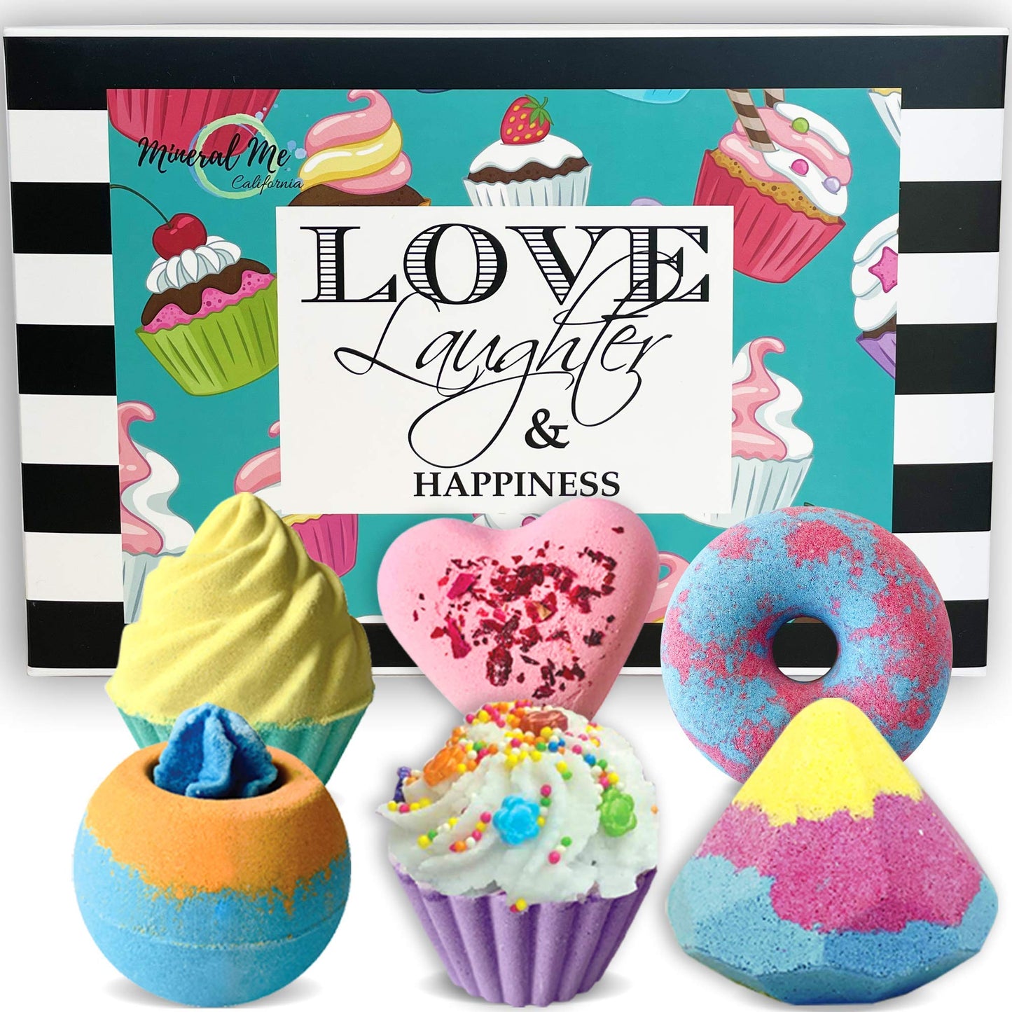 Premium USA imported bath bomb set open box layout for kids and teens.