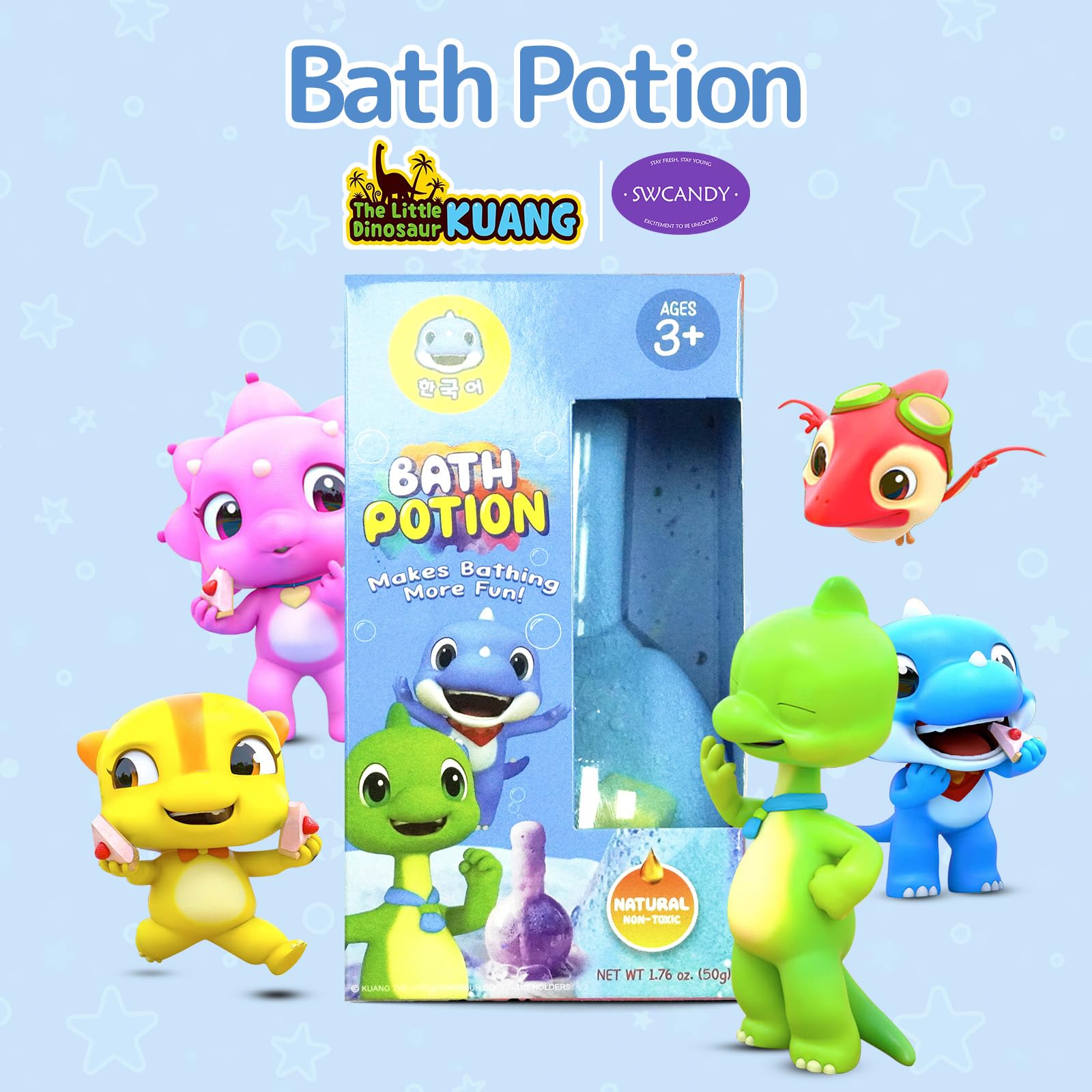 Premium imported children gift set packaging featuring six colorful bubble foam potions.