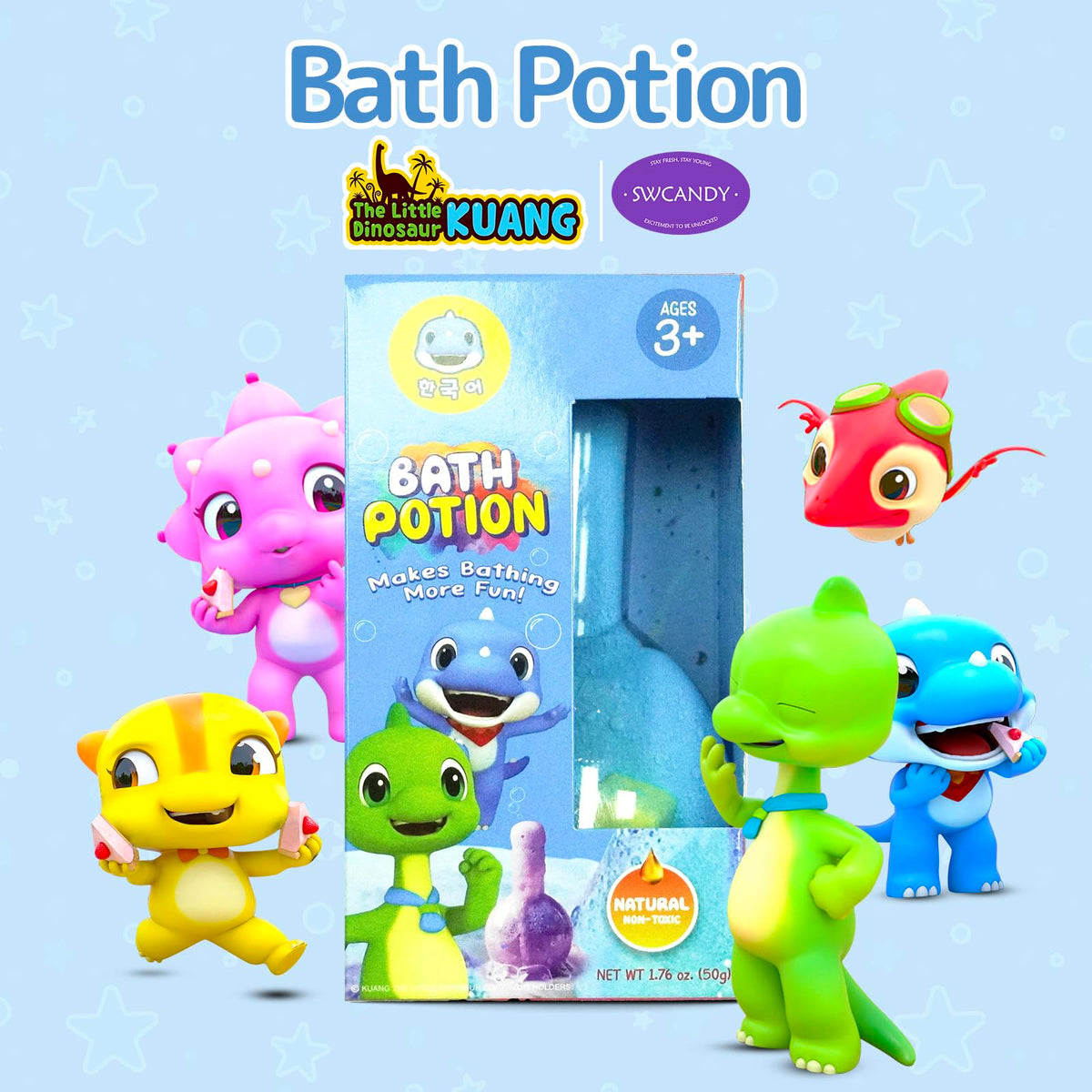 Gift box presentation of SWCANDY bath potions