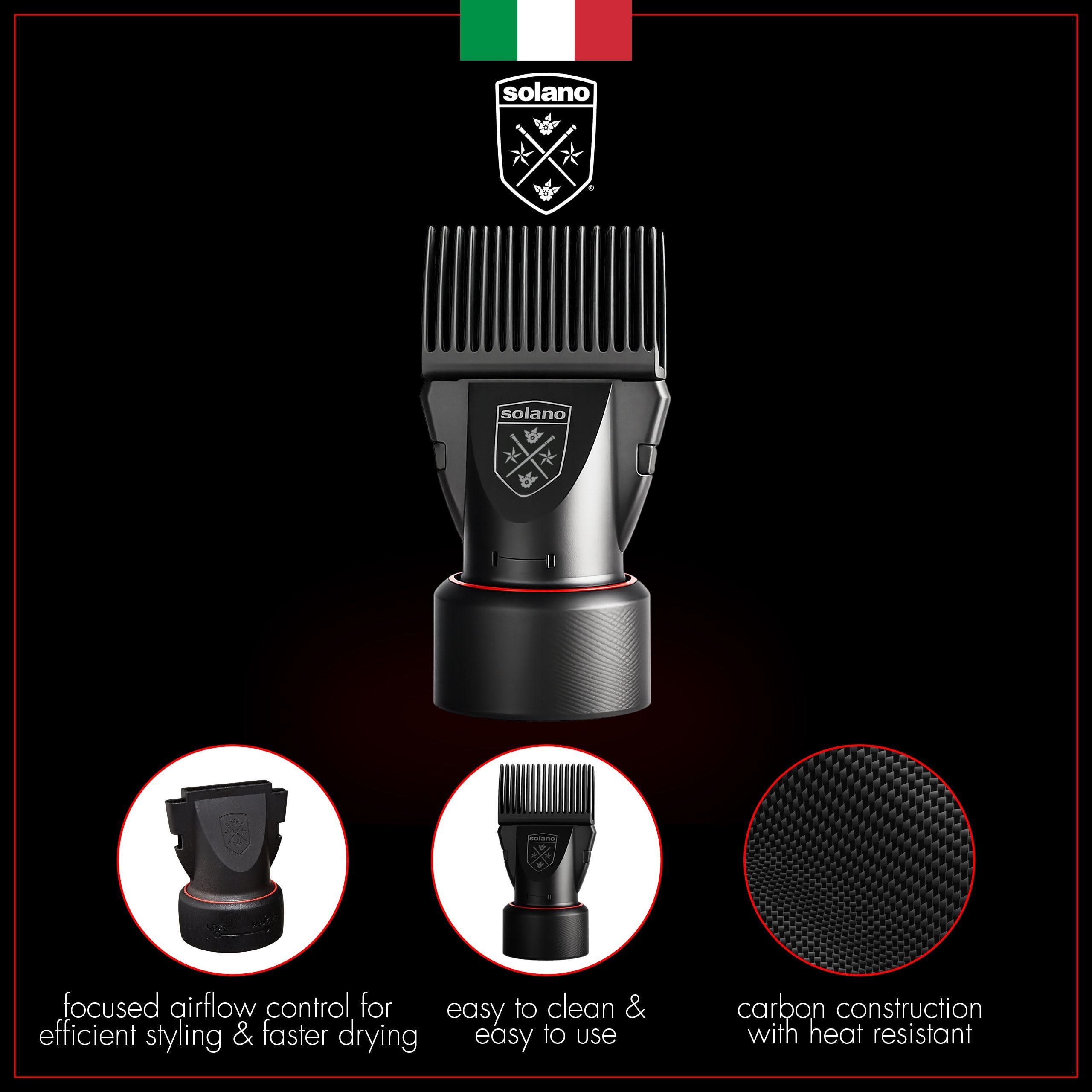 Solano hair dryer comb attachment with twist lock mechanism