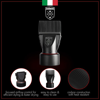 Solano hair dryer comb attachment with twist lock mechanism