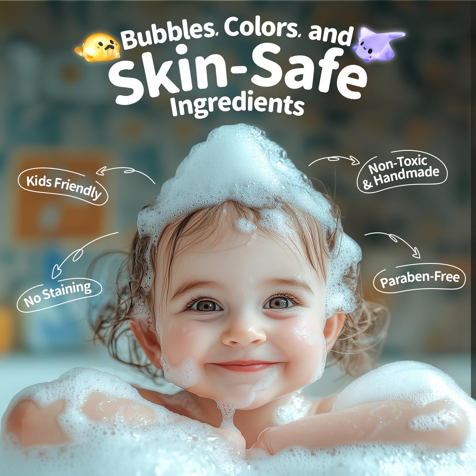 Premium gift box containing twenty four scented kids bath fizzies with surprises.