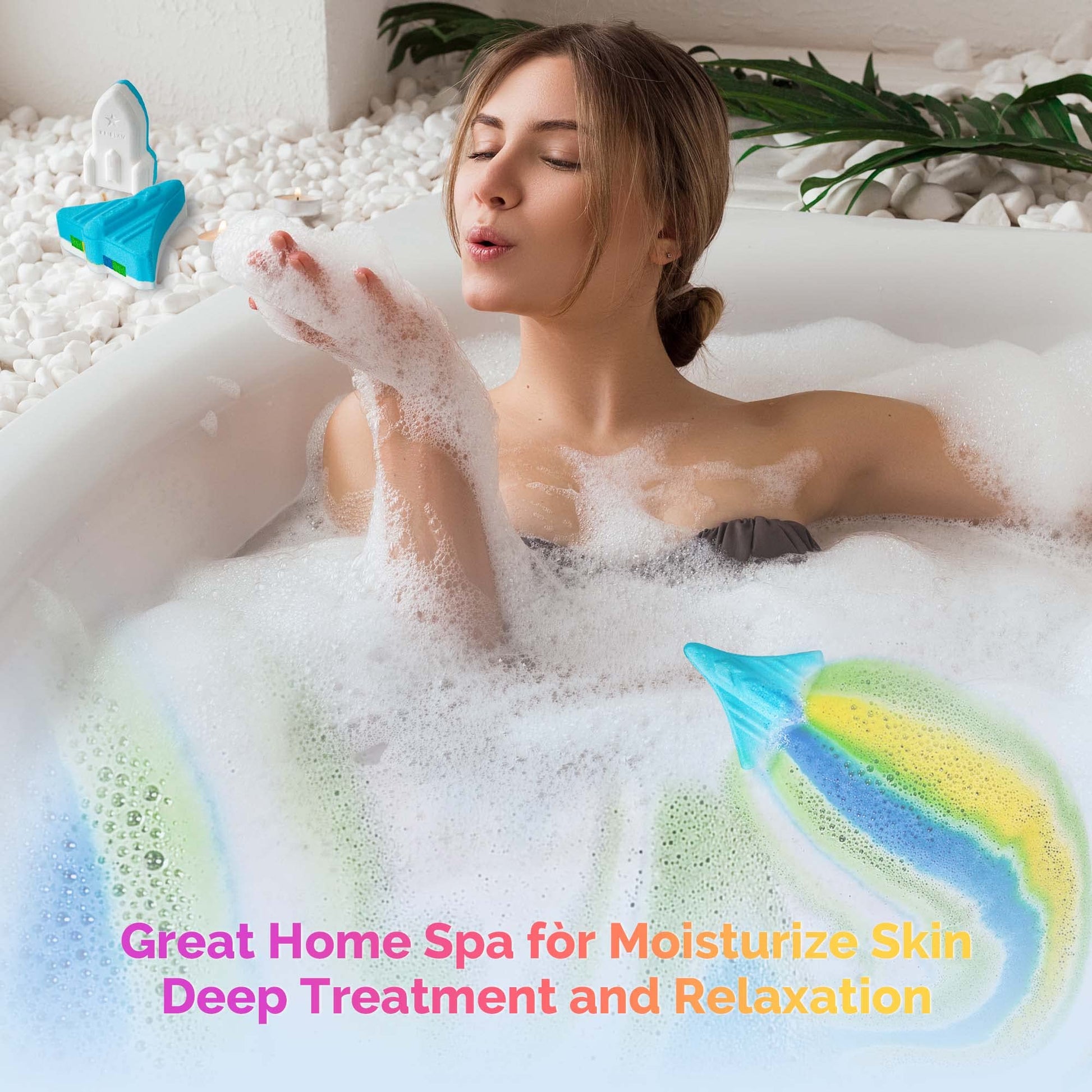 Extra large space shuttle and rocket shaped organic bath fizzers for boys