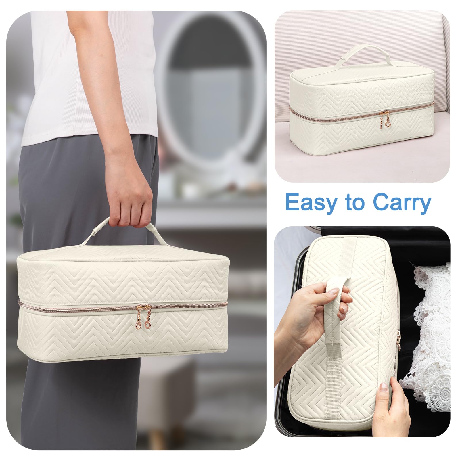 Elcupa hair tools case with translucent top zipper open