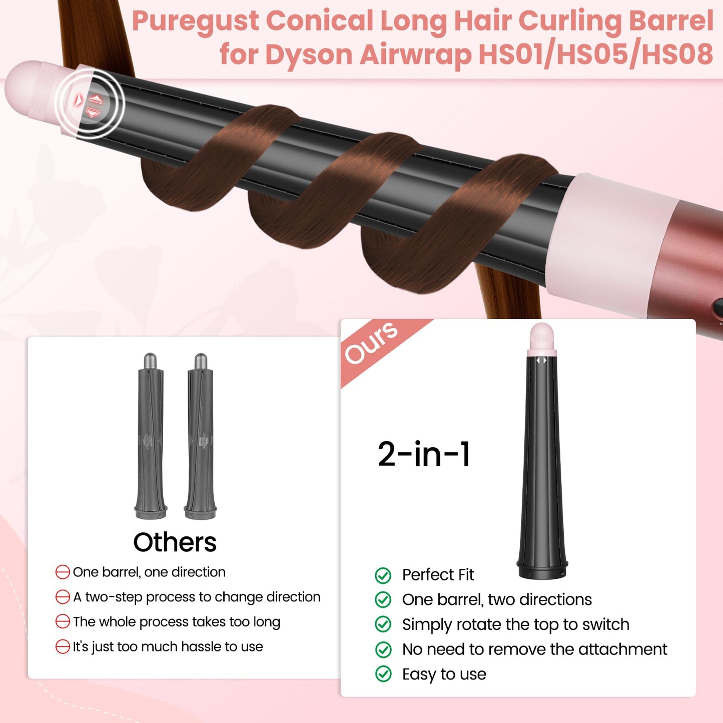 20mm to 36mm conical barrel attachment for hair styling
