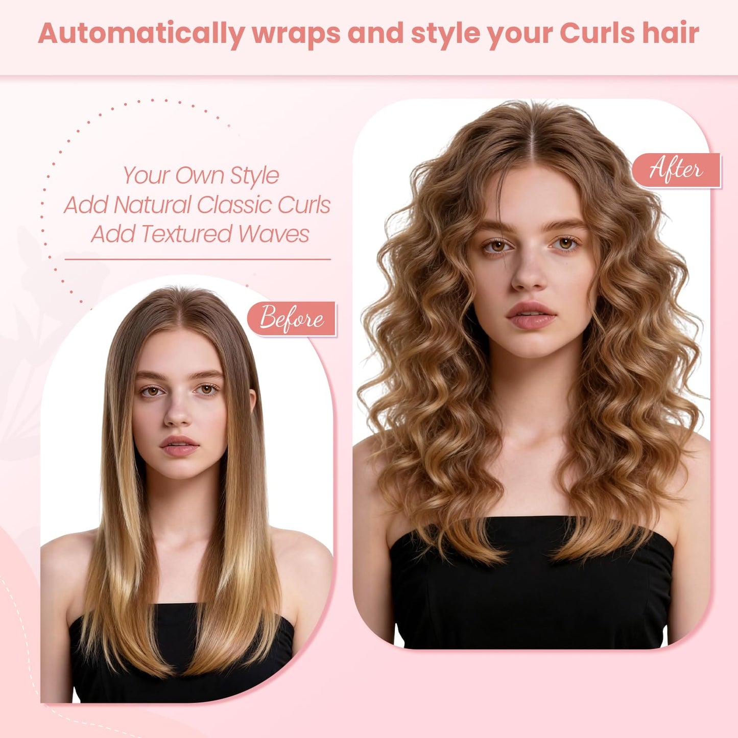 Pink conical barrel attachment for professional hair waves