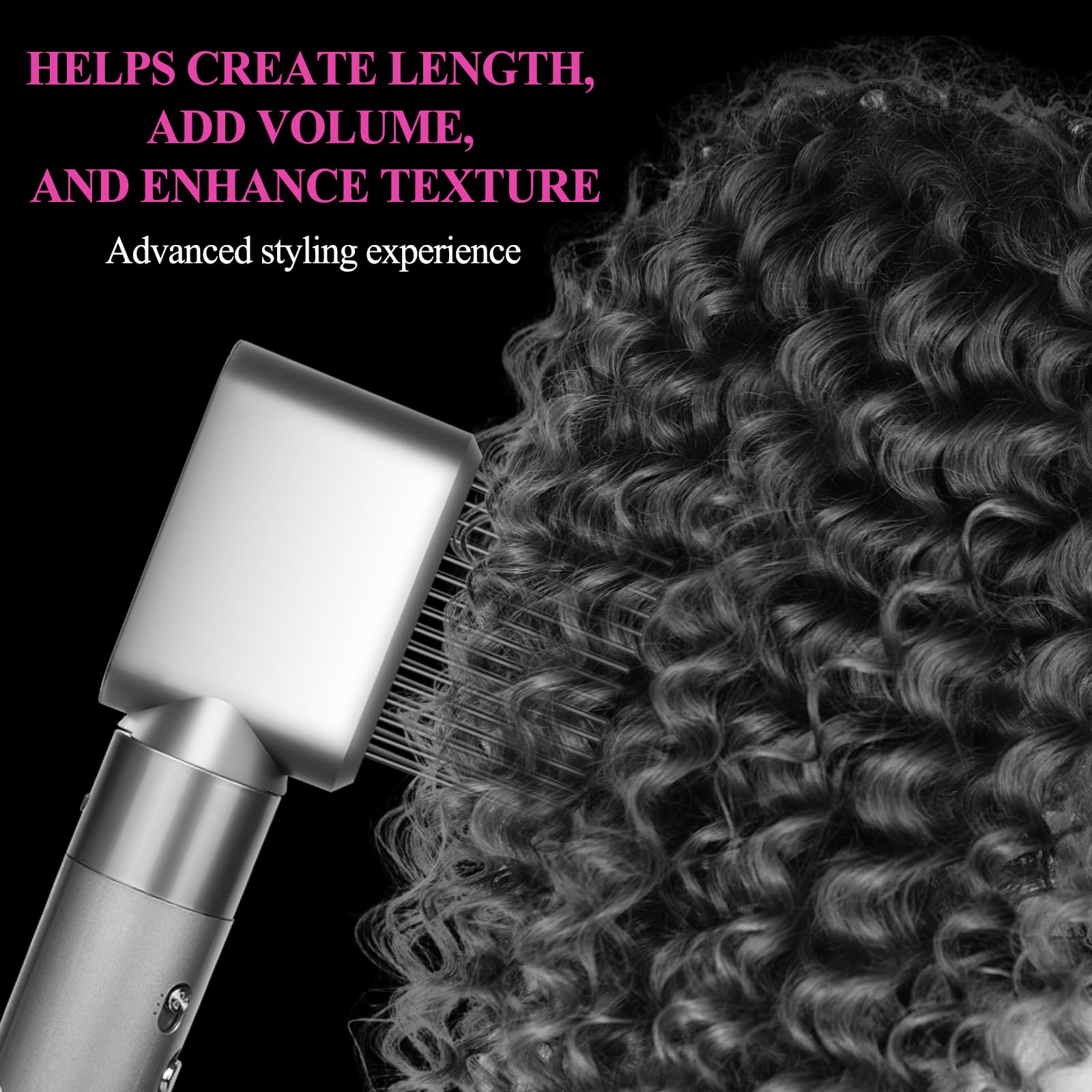 Rose colored wide tooth comb attachment for hair styling