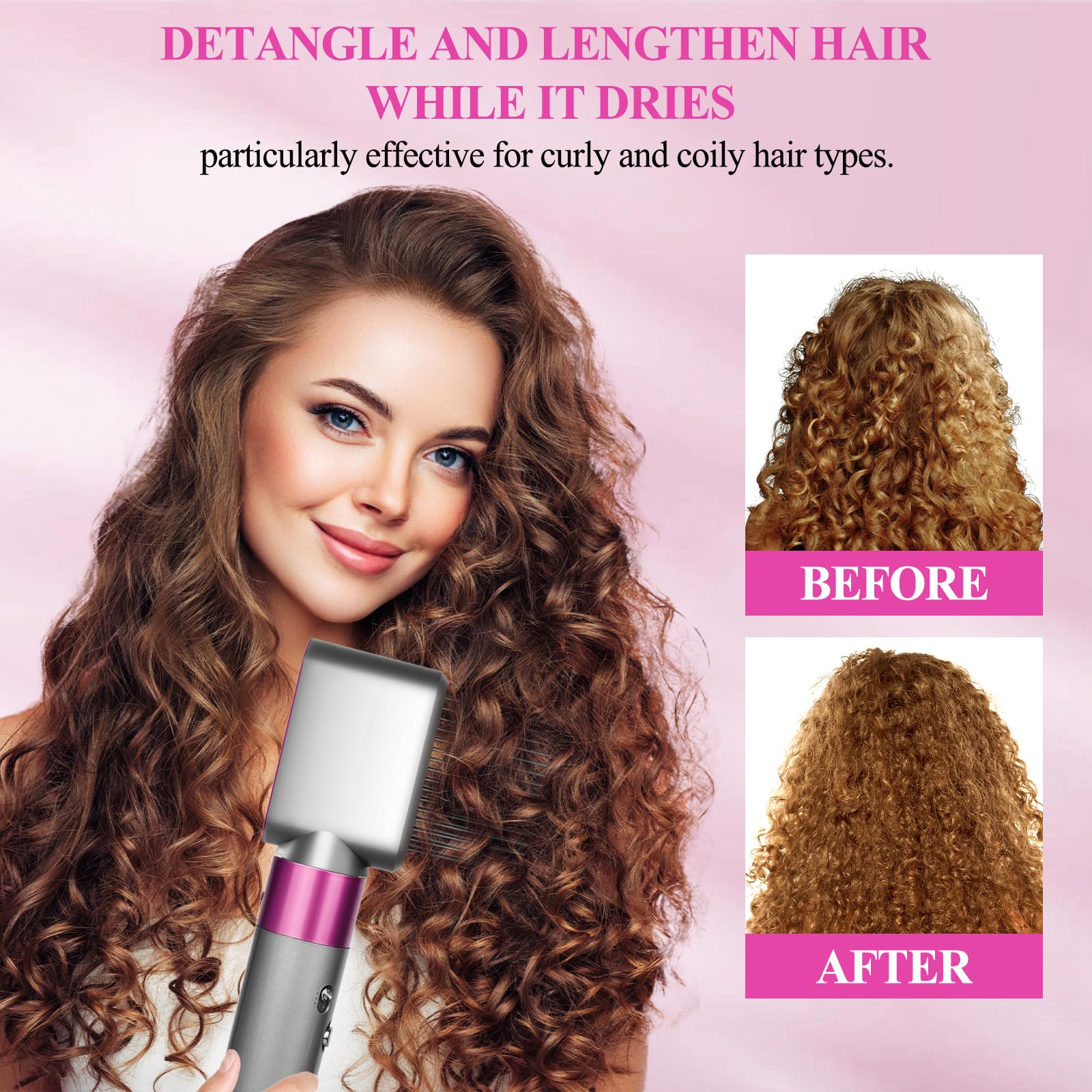 Wide tooth nozzle teeth detail for textured hair