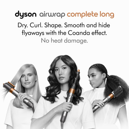 Close up of Dyson Airwrap curling barrels and smoothing brushes.
