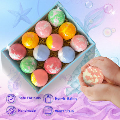 Natural shea and cocoa butter ingredients featured on kids bath bomb packaging