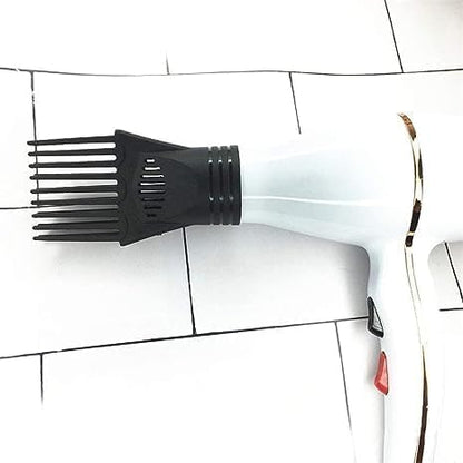 Wide tooth comb attachment for hair dryer showing air channels
