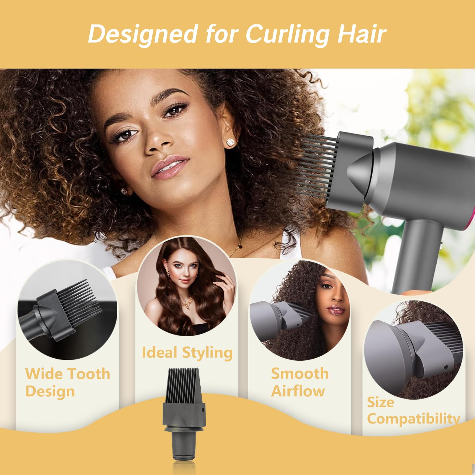 Side profile of Sumaxpro blow dryer comb attachment for HD08 model
