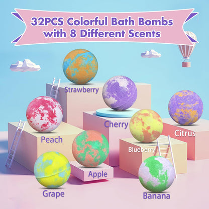 Skin-friendly organic children bath fizzies gift set with four internal product boxes