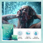 BodyRefresh aromatherapy shower bombs steaming in shower floor setup