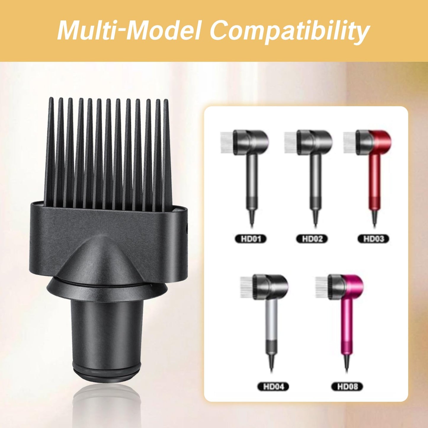 Sumaxpro black wide tooth comb for textured hair styling