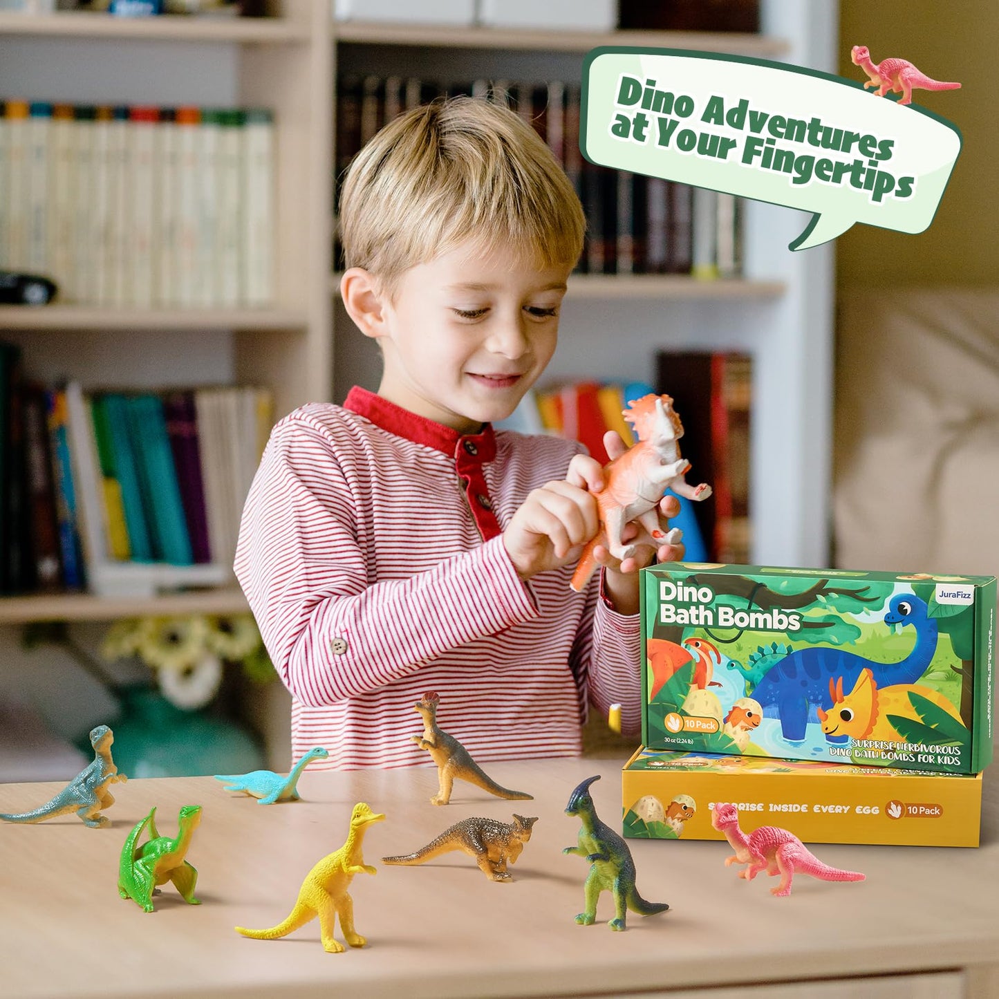 Premium packaging box of jurafizz dinosaur bath bombs for kids imported gift set