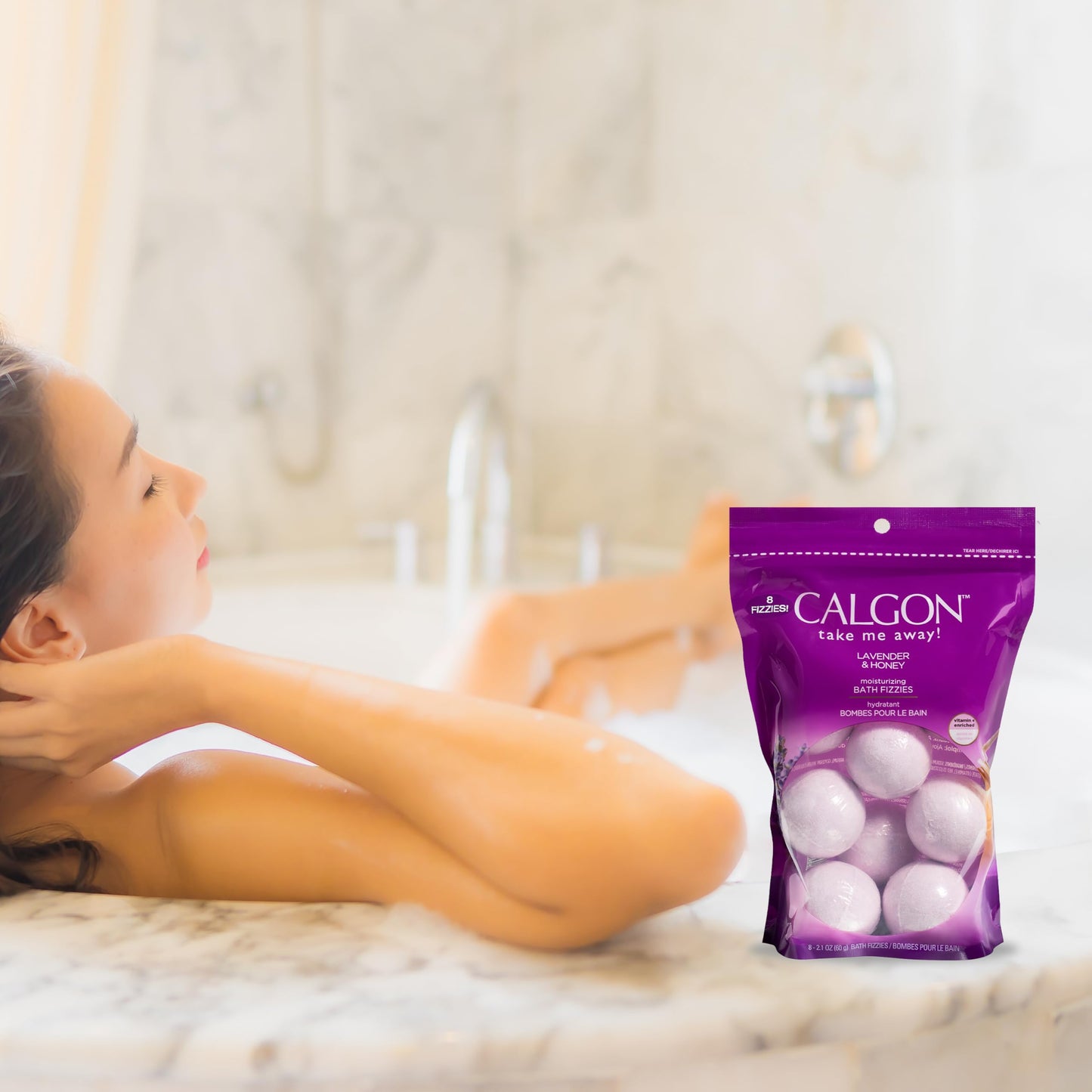 Calgon USA imported lavender and honey effervescent bath soak balls