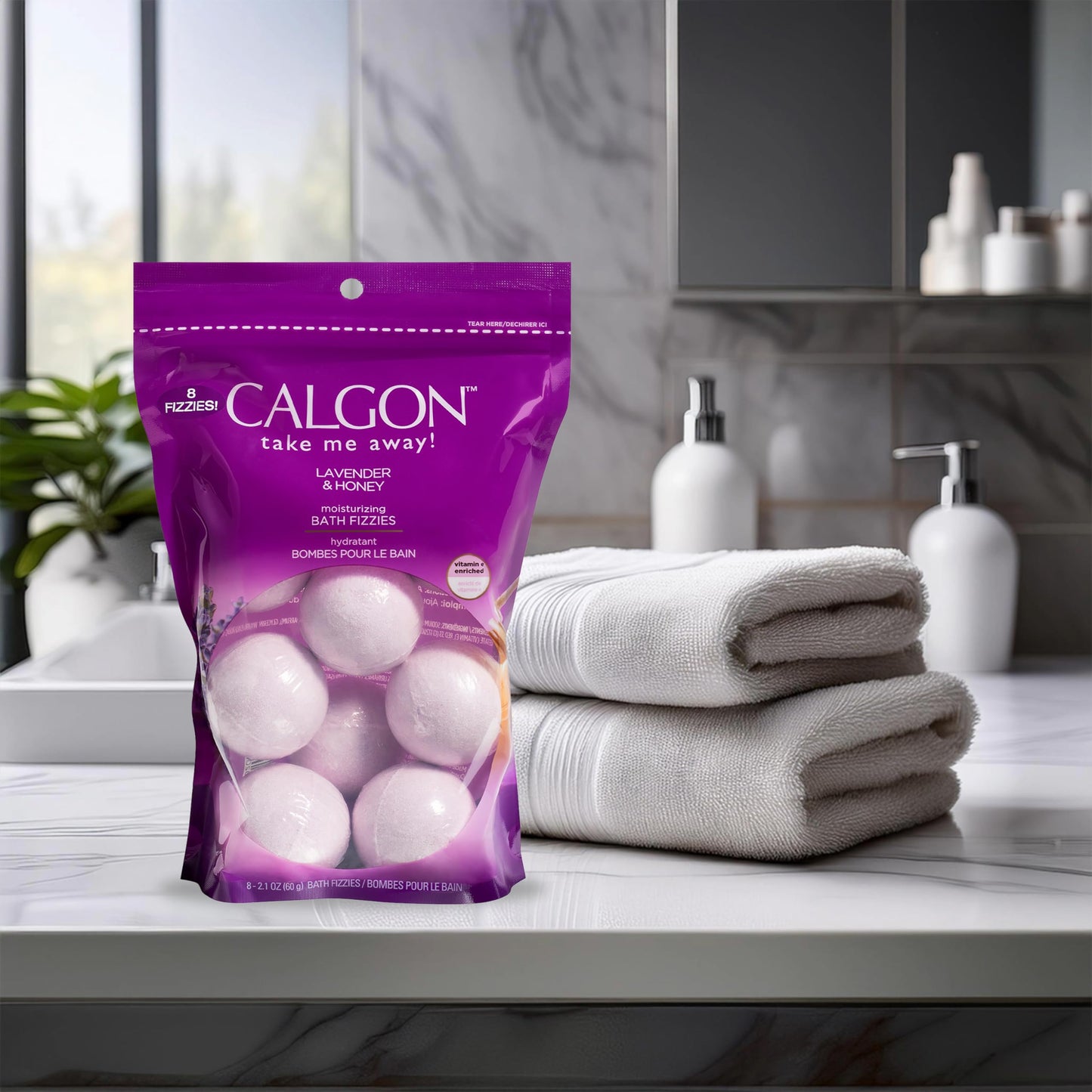Calgon luxury home spa aromatherapy bath bombs package back ingredients