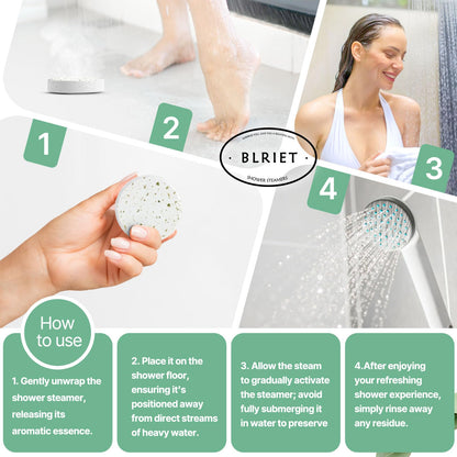Close up view of the concentrated botanical ingredients and texture of the stress relief shower steamer tablets
