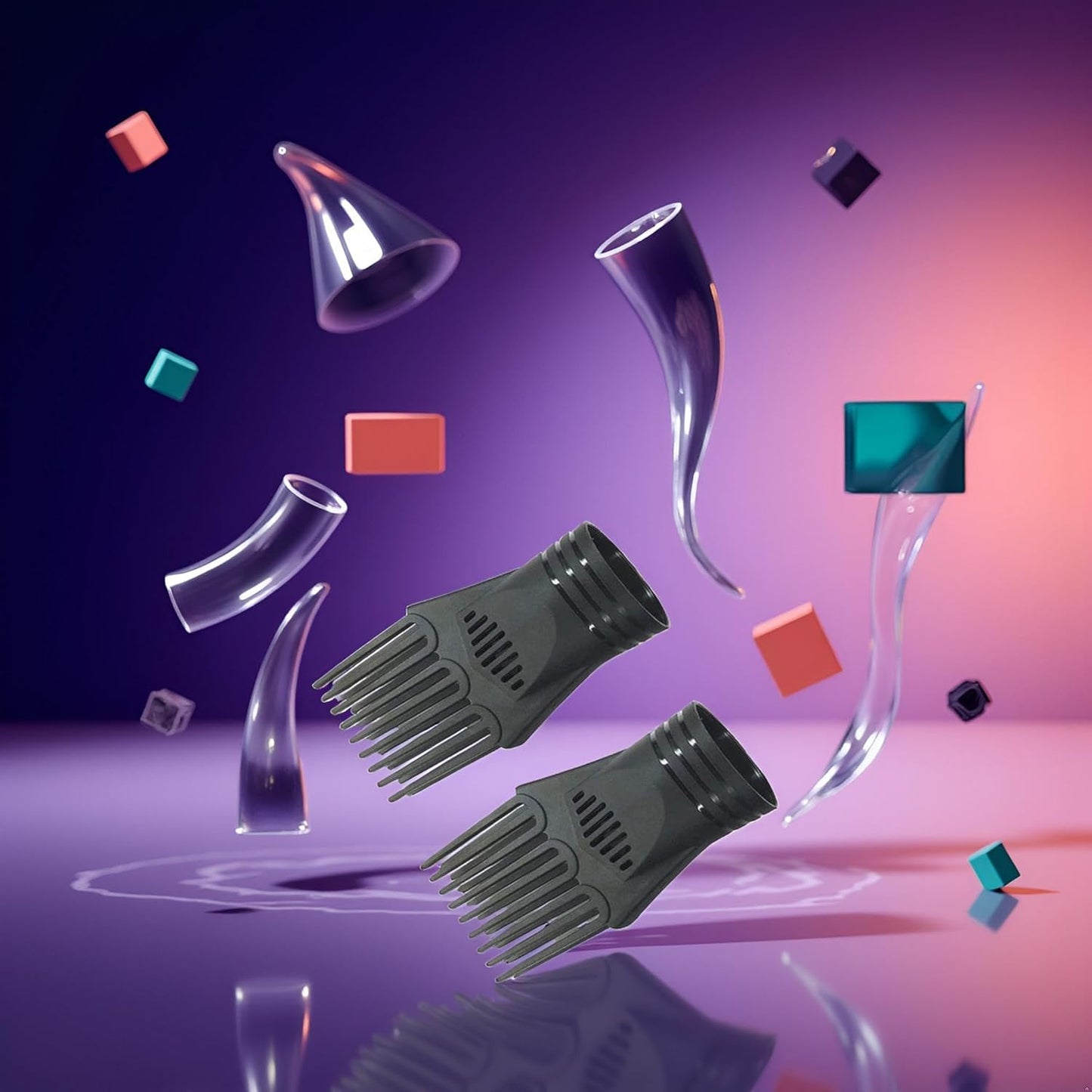 Durable black plastic hair dryer comb accessory