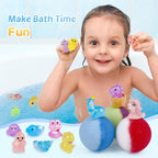 Individual wrapped scented bath bombs arranged in a colorful display.