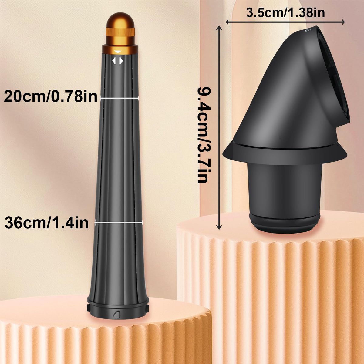 Puregust curling attachment showing the 20mm to 36mm tapered design