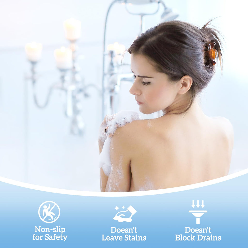 Lifestyle shot demonstrating a shower steamer placed on a bathroom floor.
