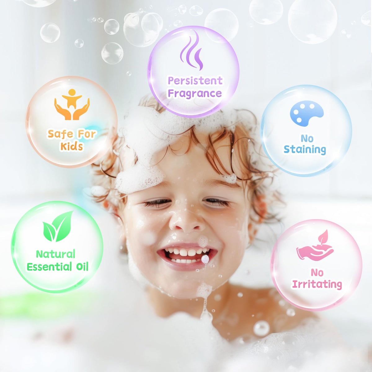 Yekery organic bubble bath fizzies set displayed in vibrant packaging