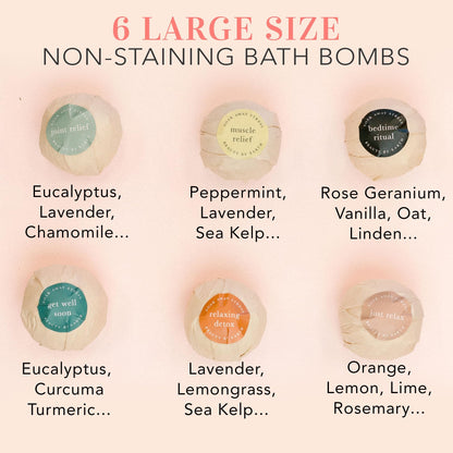 A single unwrapped large organic bath bomb showing the rich handmade texture and embedded natural botanicals