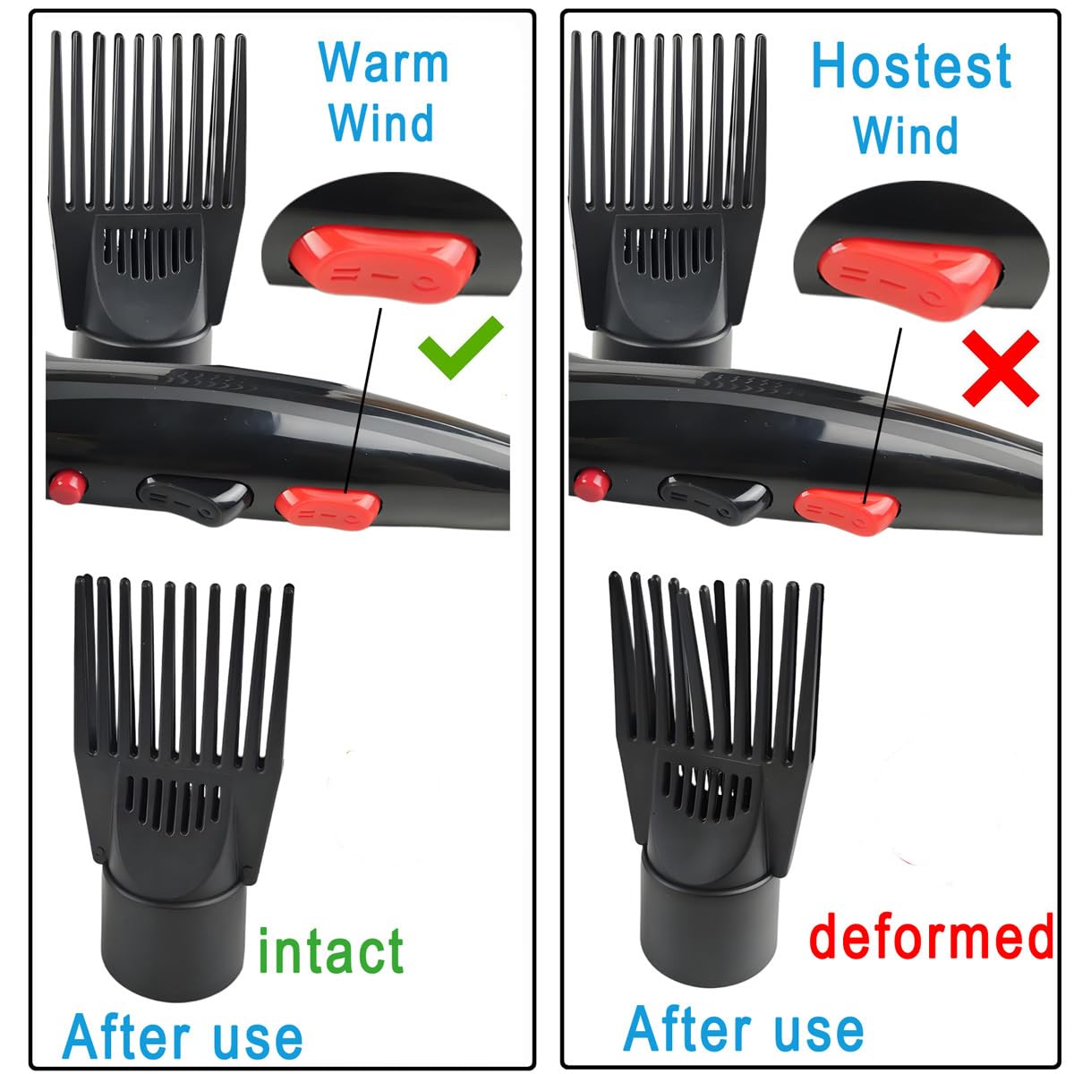 Sewroro hair dryer attachment connected to a dryer nozzle