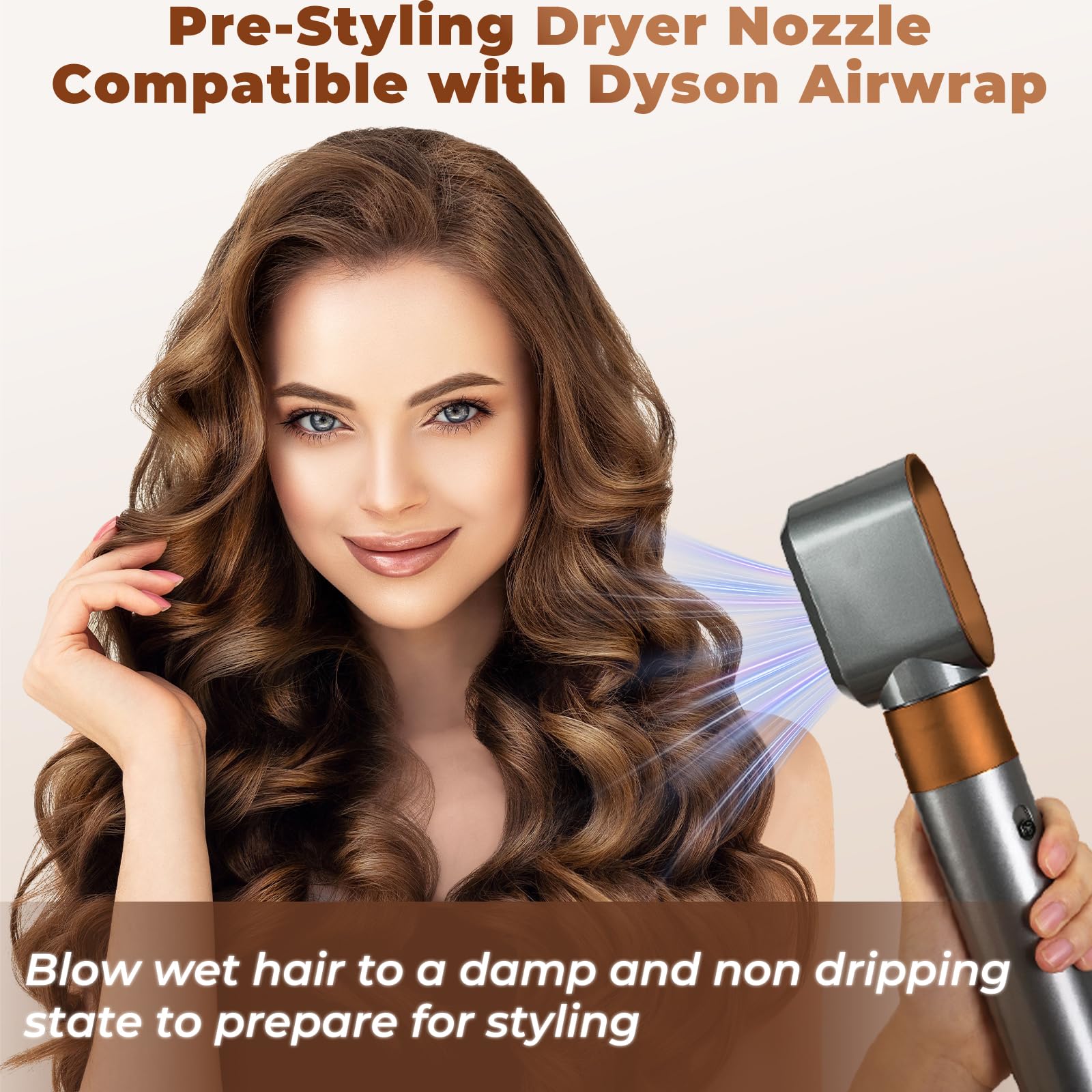 Nickel and copper finish dryer nozzle replacement for Airwrap