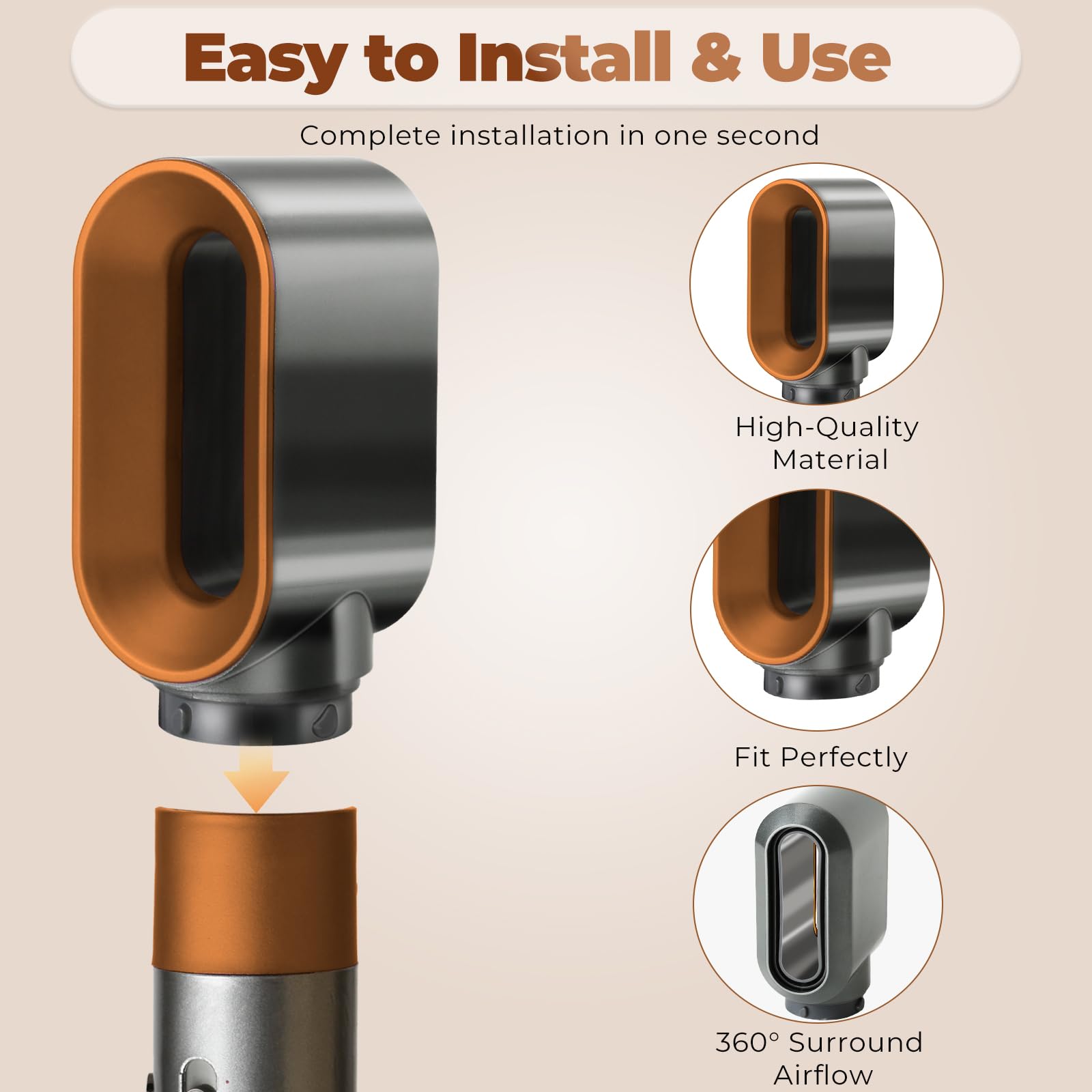 Dyson Airwrap compatible nozzle showing interior airflow design