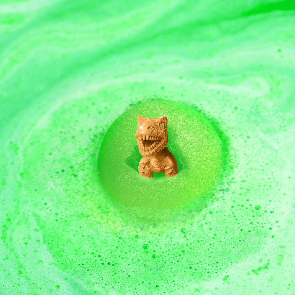 Close up of the one hundred gram dinosaur surprise packaging