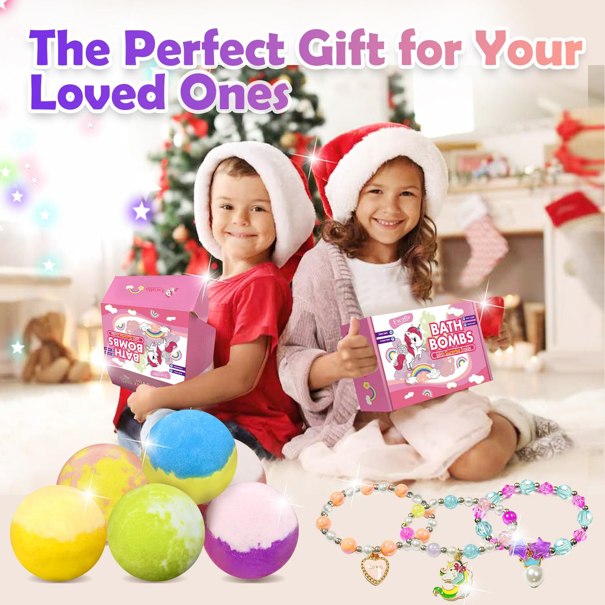 Excalla gift set box layout with all bath bombs