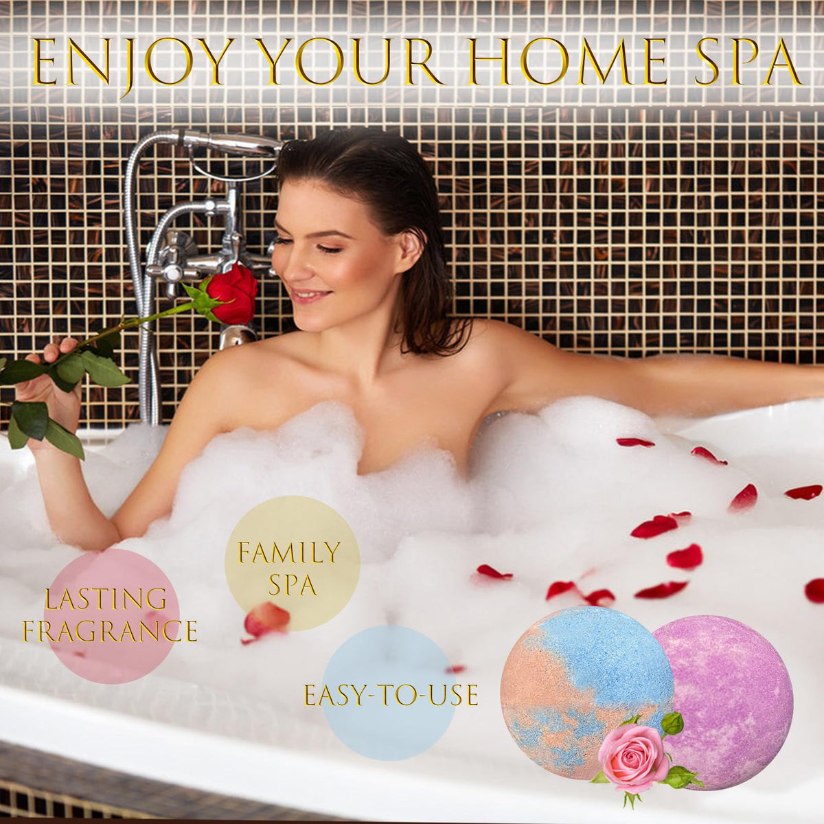 Excalla fizzy bath bombs showing individual packaging