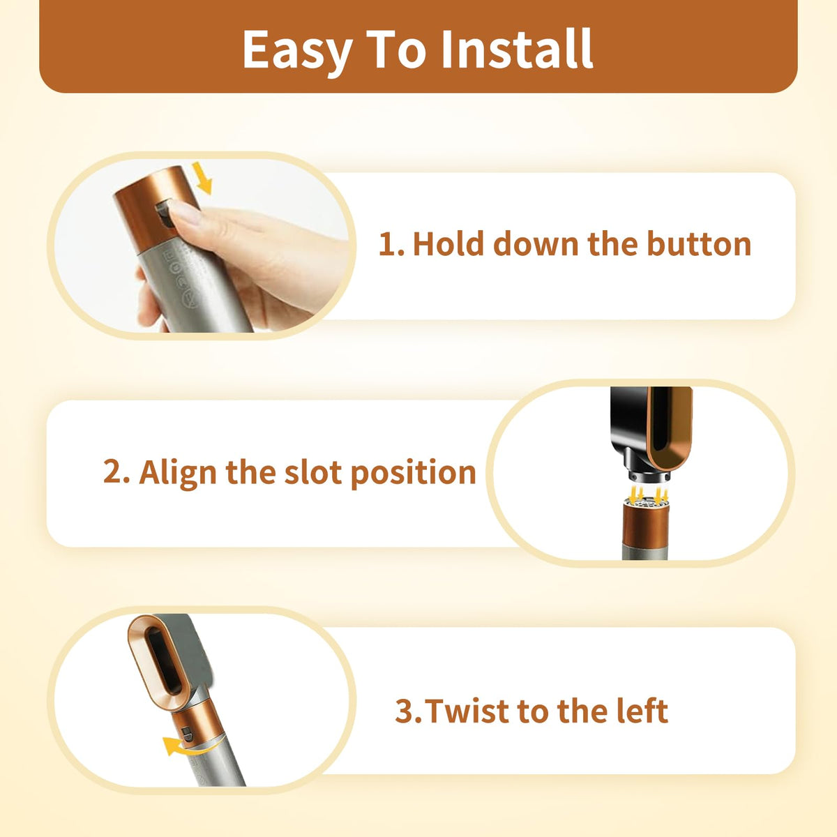 Dyson Airwrap compatible nozzle showing part number alignment