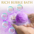 Close up of colorful Excalla handmade bath bomb spheres
