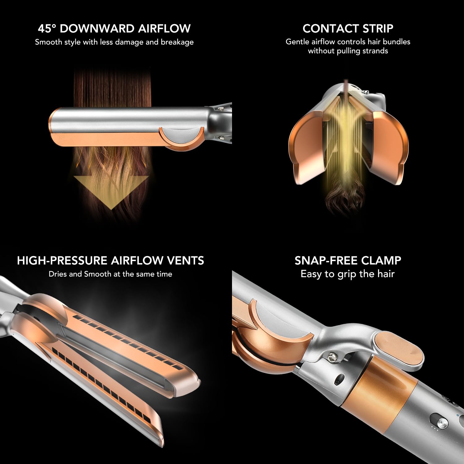 Side profile of Tosage airflow attachment for hair styling