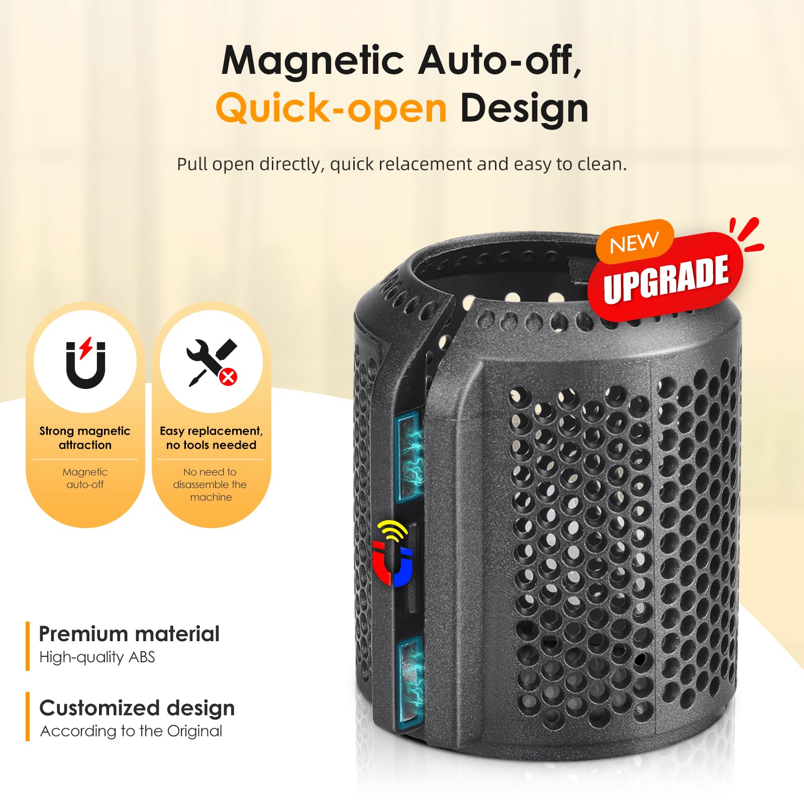 Metallic gray outer filter cage for Dyson Supersonic hair dryer
