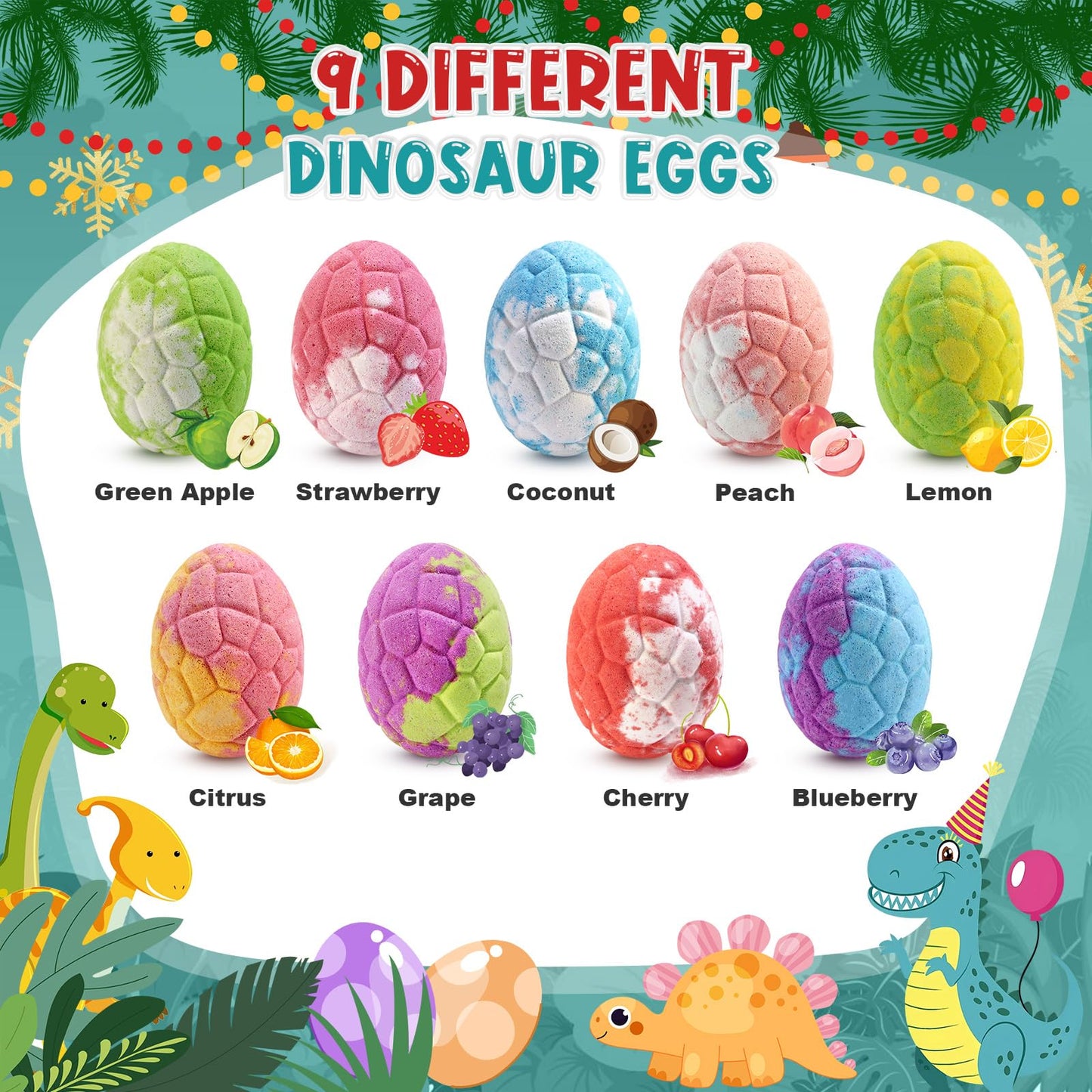 Kid safe natural bath fizzes with assorted fruit scents for children
