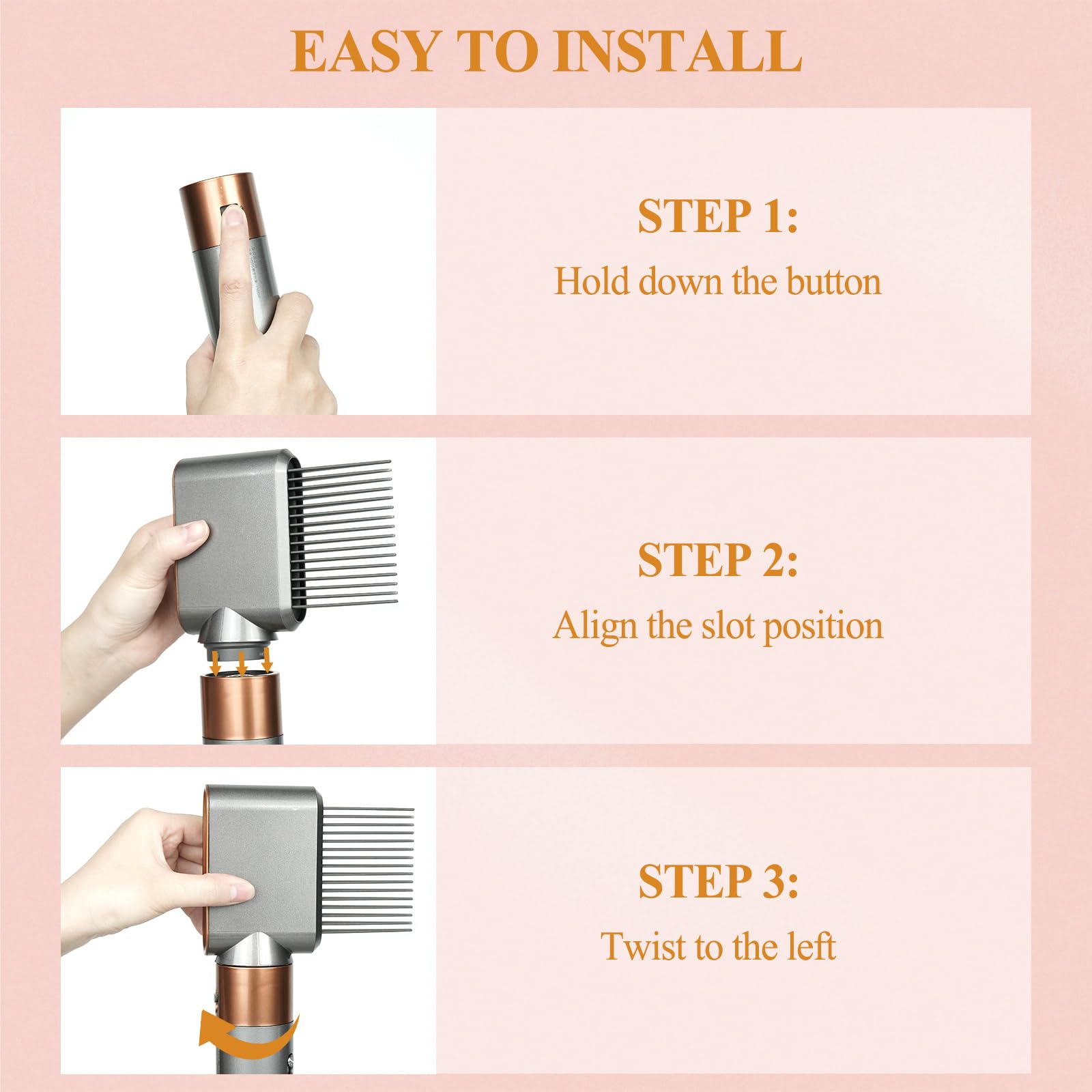 Wide tooth comb attachment teeth detail for curly hair