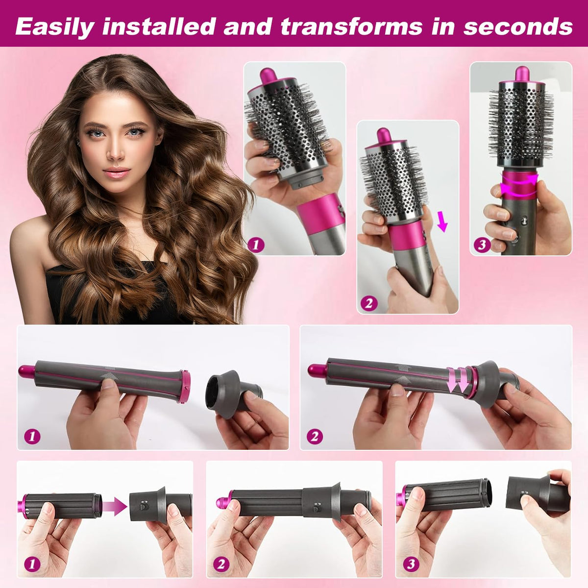 Extended curling barrels for Dyson styler attachments