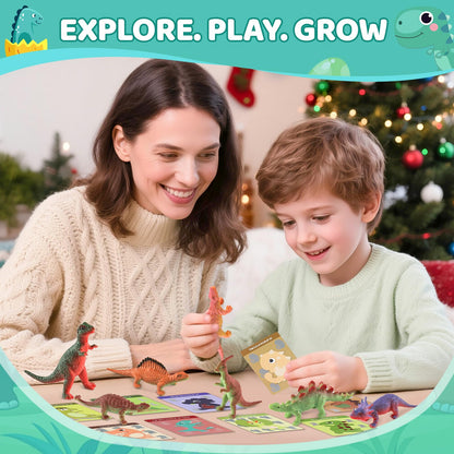 Educational dinosaur learning cards included in the kids gift set