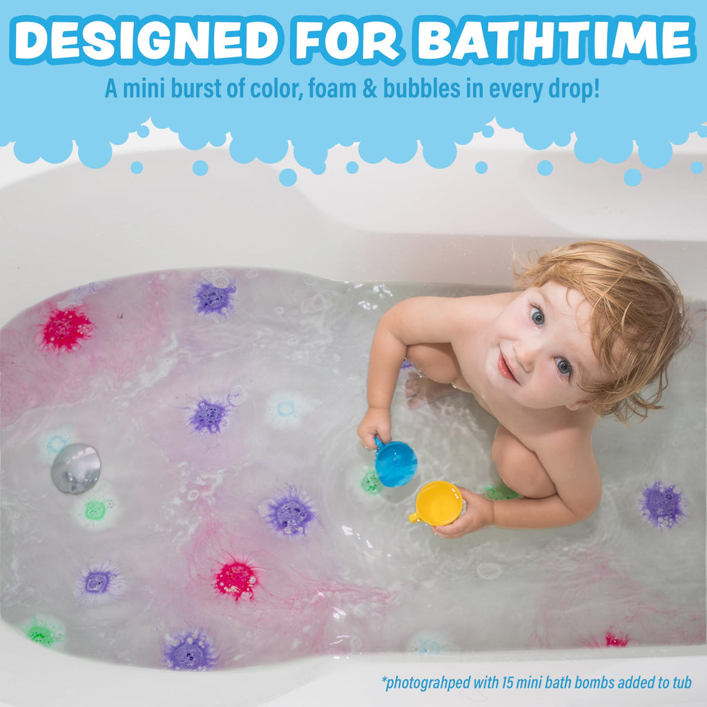 Tub Works colorful fizzy tablets in bathtub water