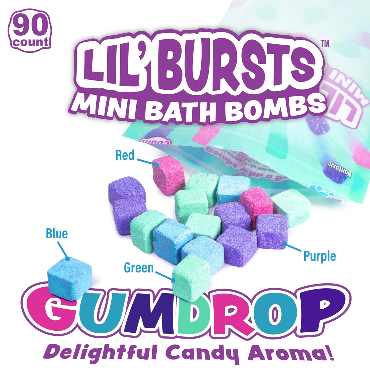 Tub Works 90 count mini bath bombs close up